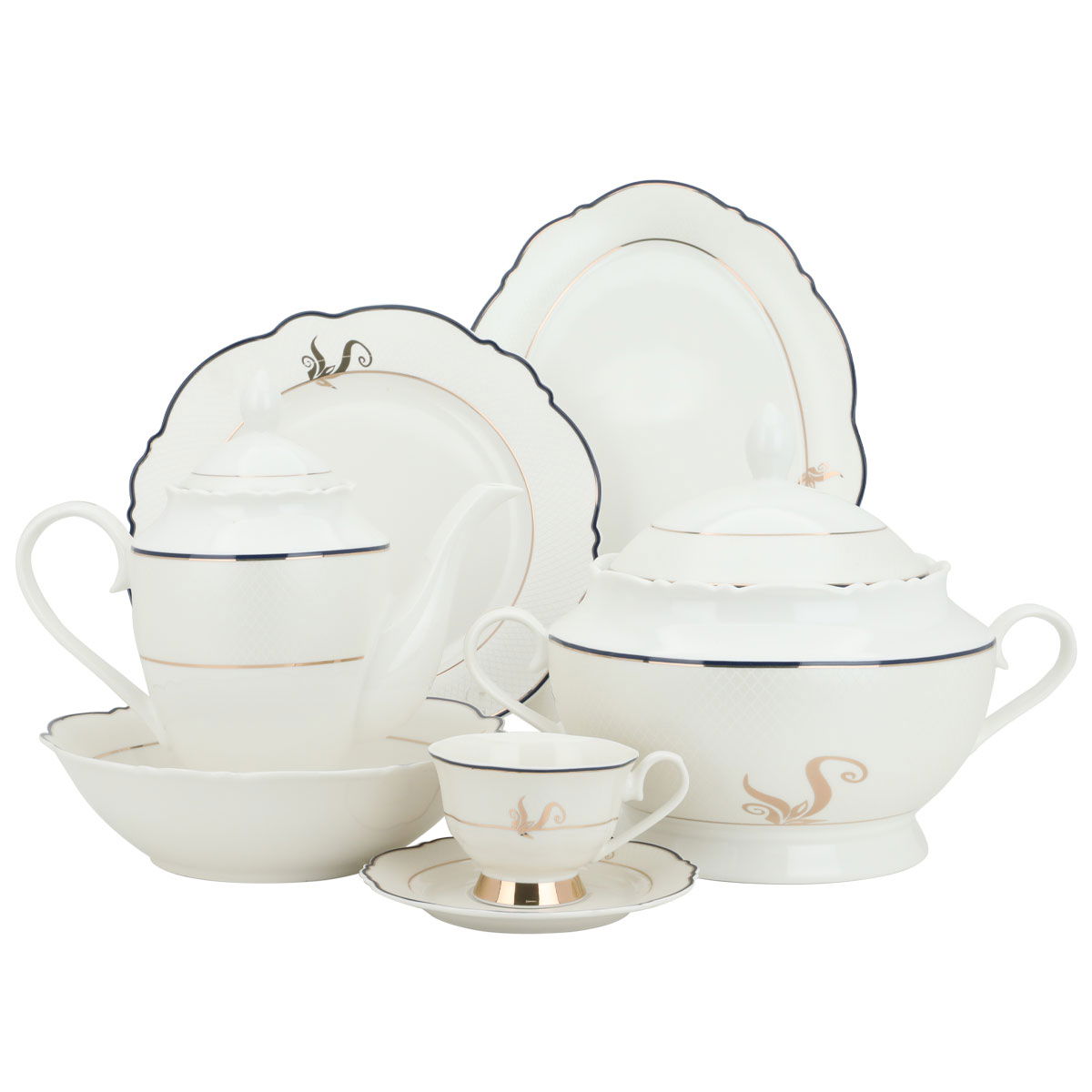 طقم سفرة بورسلان السيف غاليري، 65 قطعة - أبيض product image