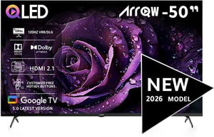 ARRQW RO-50LCQ120 50-inch Frameless Smart TV, QLED, 4K UHD, Google TV System - Black product image