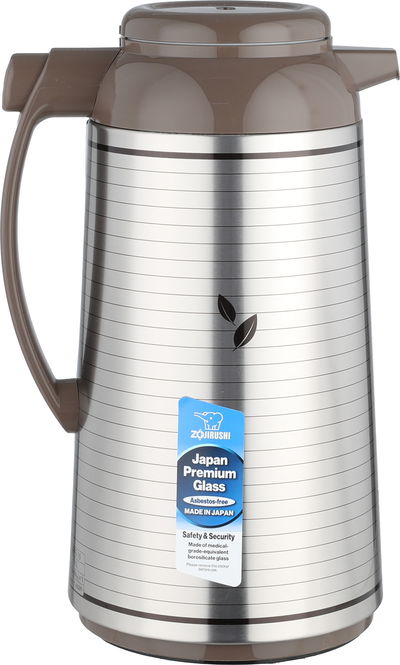 ترمس ابو فيل ياباني زوجرشي ، 1.85 لتر، حافظة داخلية زجاج، هيكل خارجي استيل، مفتاح تأمين - فضي كابتشينو product image 4