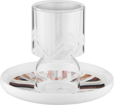 طقم بيالات زجاج و فناجين قهوة بورسلان السيف غاليري، 18 قطعة - شفاف ابيض product image 2