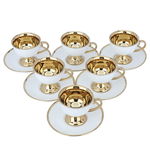Al Saif Gallery Turkish coffee cups set with gold base, porcelain, 12 pieces, 90 ml - white product image 2