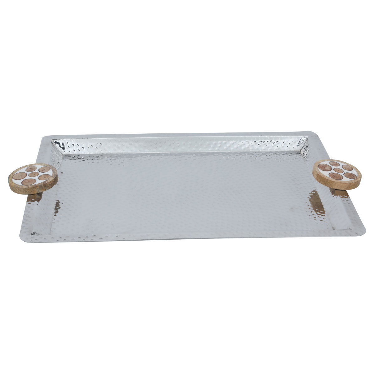 Tofaria Al Saif Gallery steel presentation, 55 x 33 x 3.5 cm, rectangle, wooden handle - silver product image