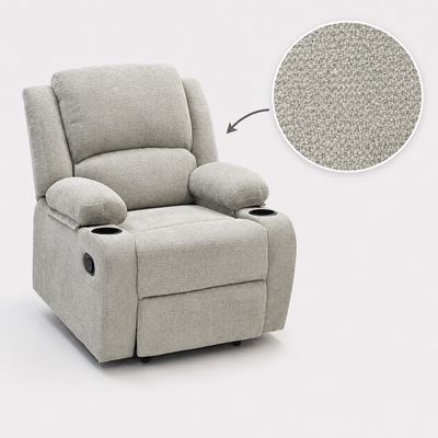 كرسي استرخاء قماش، 77x80x95 سم، بحامل اكواب، تخزين مخفي - رمادي فاتح product image 2