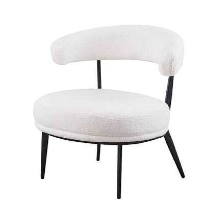 Modern Metal Chair, 75×55×45 Cm, Boucle Fabric And Foam - White product image 3