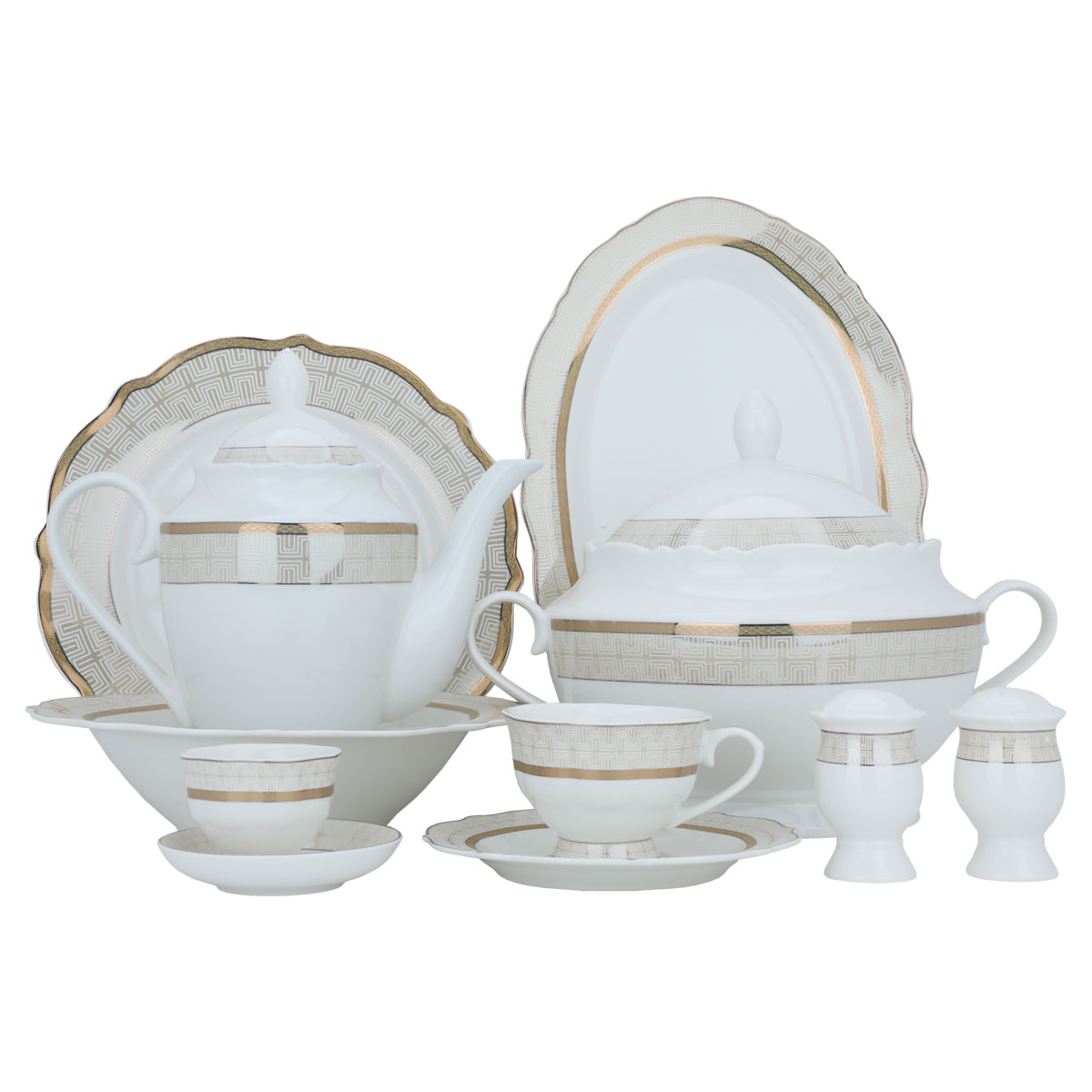 Al Saif Gallery porcelain dining set, 65 pieces - white product image