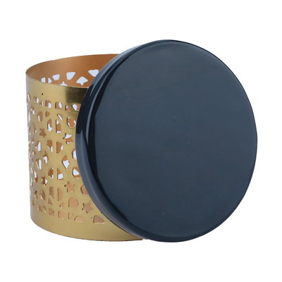 علبة تخزين بغطاء استيل العين الأندلسية، 10×10×8 سم، دائري - ذهبي أسود product image 2