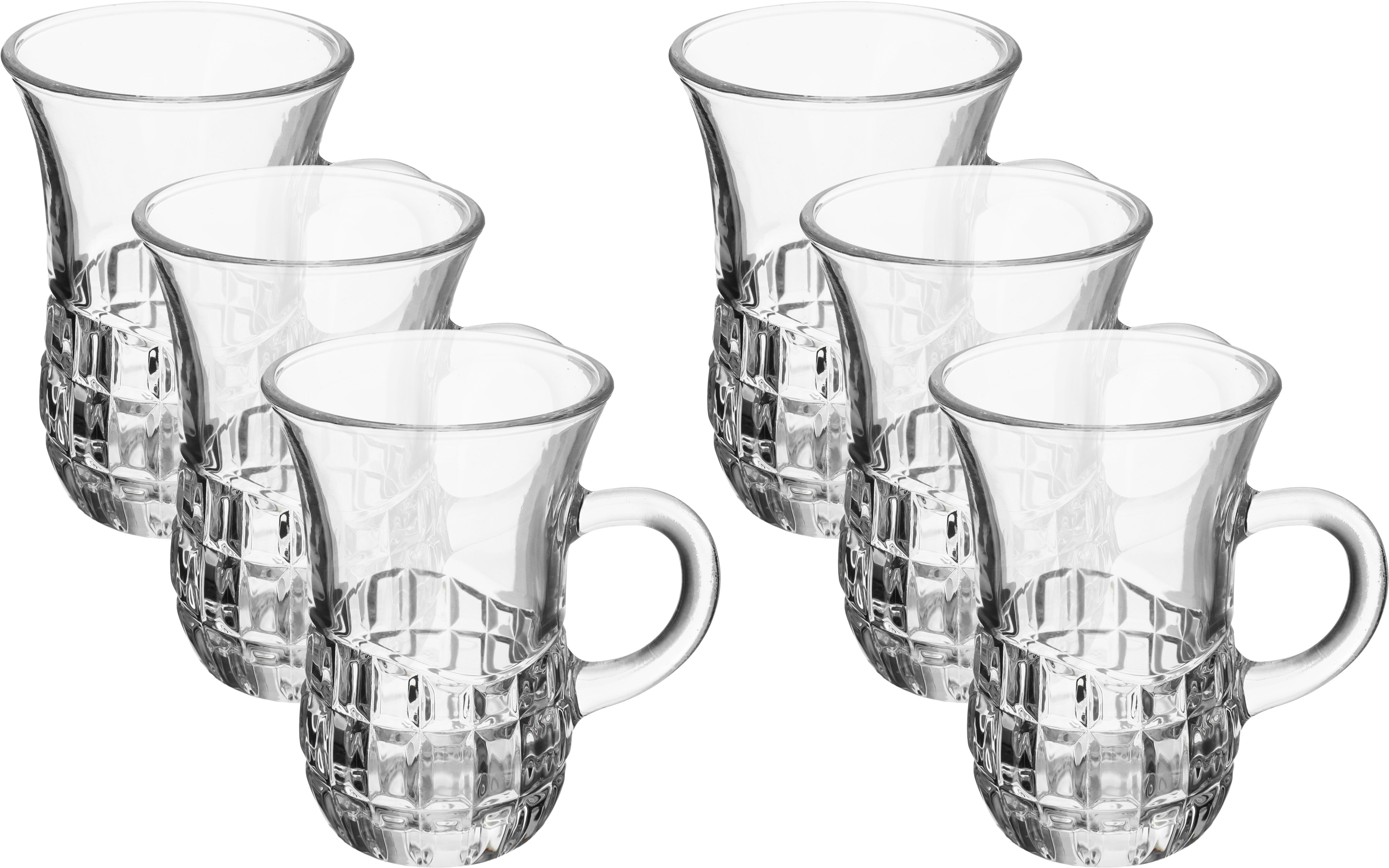 Max Al Saif Gallery glass tea cups set, with handle, 6 pieces - transparent product image