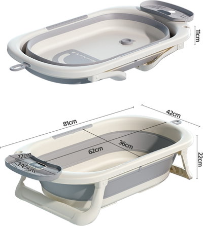 Fun Moment Baby bathtub, foldable, thermometer - beige grey product image 6