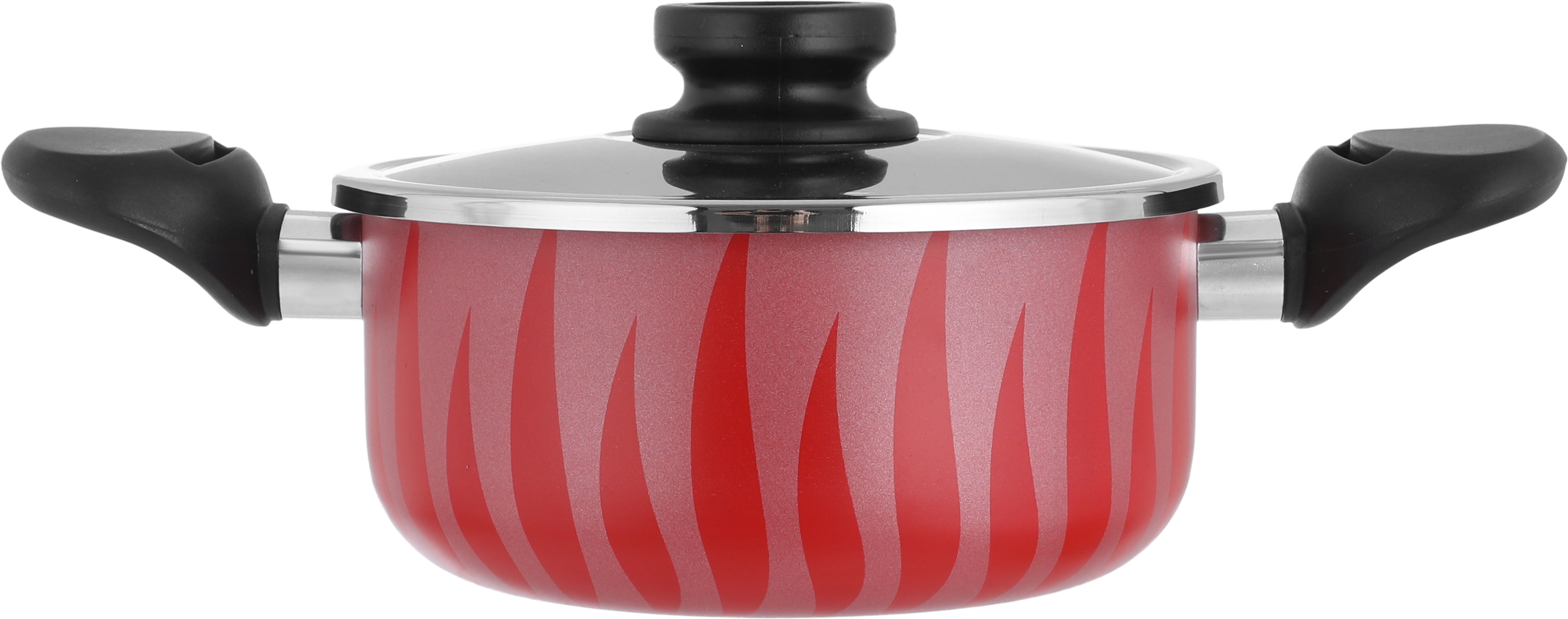 Red Flame 18 cm Steel Cooking Pot with Steel Lid - Red product image 2