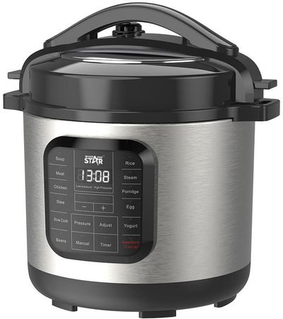 قدر ضغط كهربائي ويننج ستار، 8 لتر، 1300 واط، 14 وظيفة، ST-9314 - فضي اسود product image 2