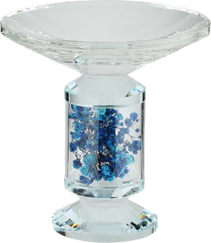 Al Saif Gallery Glass Serving Stand, Decorated With Blue Flowers, Round, 15X15X16 Cm - Clear product image