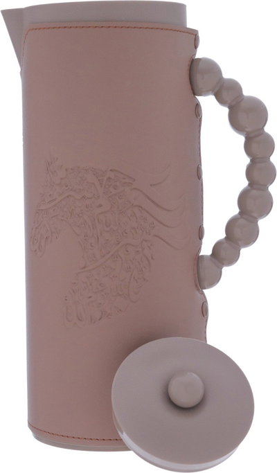 Al Saif Gallery Royal 7T thermos, 1 liter, leather covered, horse engraving, glass inner case, plastic outer case - Cappuccino product image 5