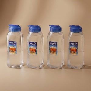 طقم زجاجات مياه لوك اند لوك، 4 قطع، 900 مل - شفاف product image
