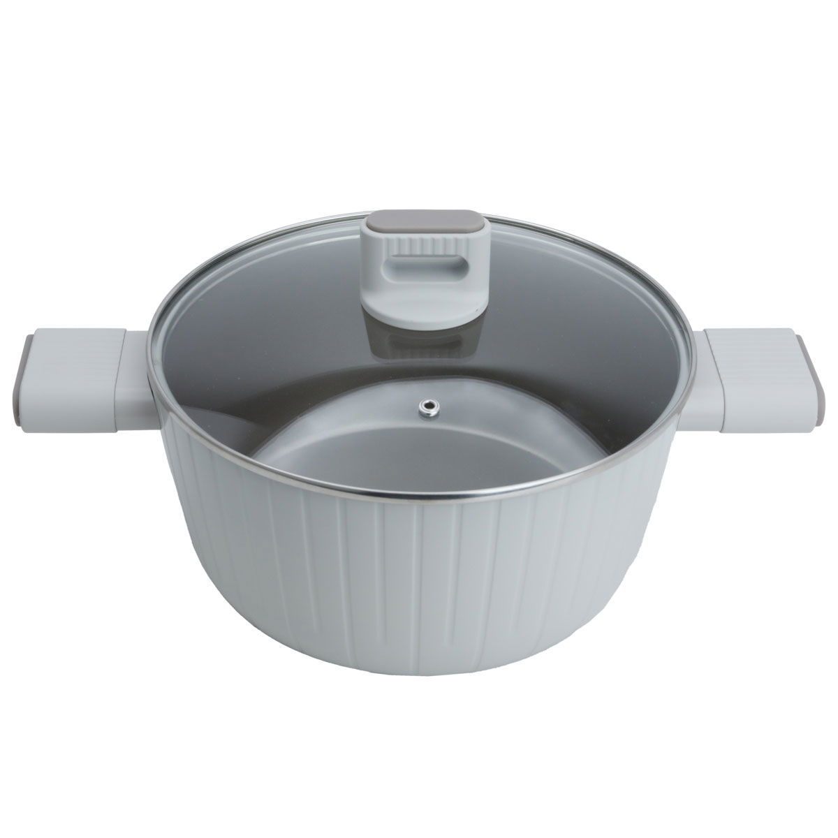 Robust cookware set, 9 pieces, with glass lid - beige product image 2