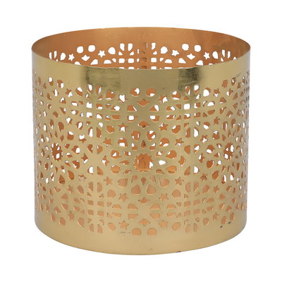 Al Ain Al Andalusia Steel Storage Box with Lid, 15 x 15 x 12 cm, Round - Gold product image 4