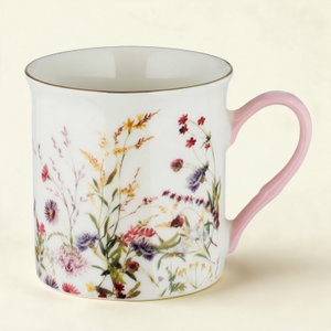 Al Saif Gallery Porcelain Mug, 325 ml, Red Rose Floral Design - White Pink product image