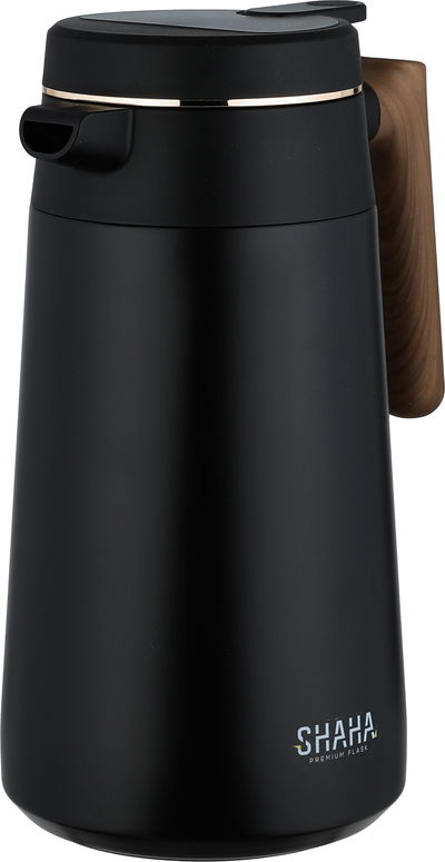 ترمس شاها، حافظة داخلية ستانلس ستيل1.7 لتر، ضغاط، يد خشبي - أسود product image 3