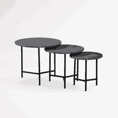 طقم طاولات خشب MDF و معدن، 3 قطع - رمادى اسود product image 3