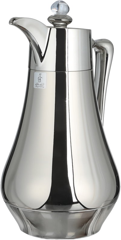 Al Saif Gallery Al Dana 2 Thermos Set, 1/1 Liter, 2 Pieces, Glass Inner Container, Stainless Steel Outer Body, Push Button - Transparent Shiny Silver product image 9