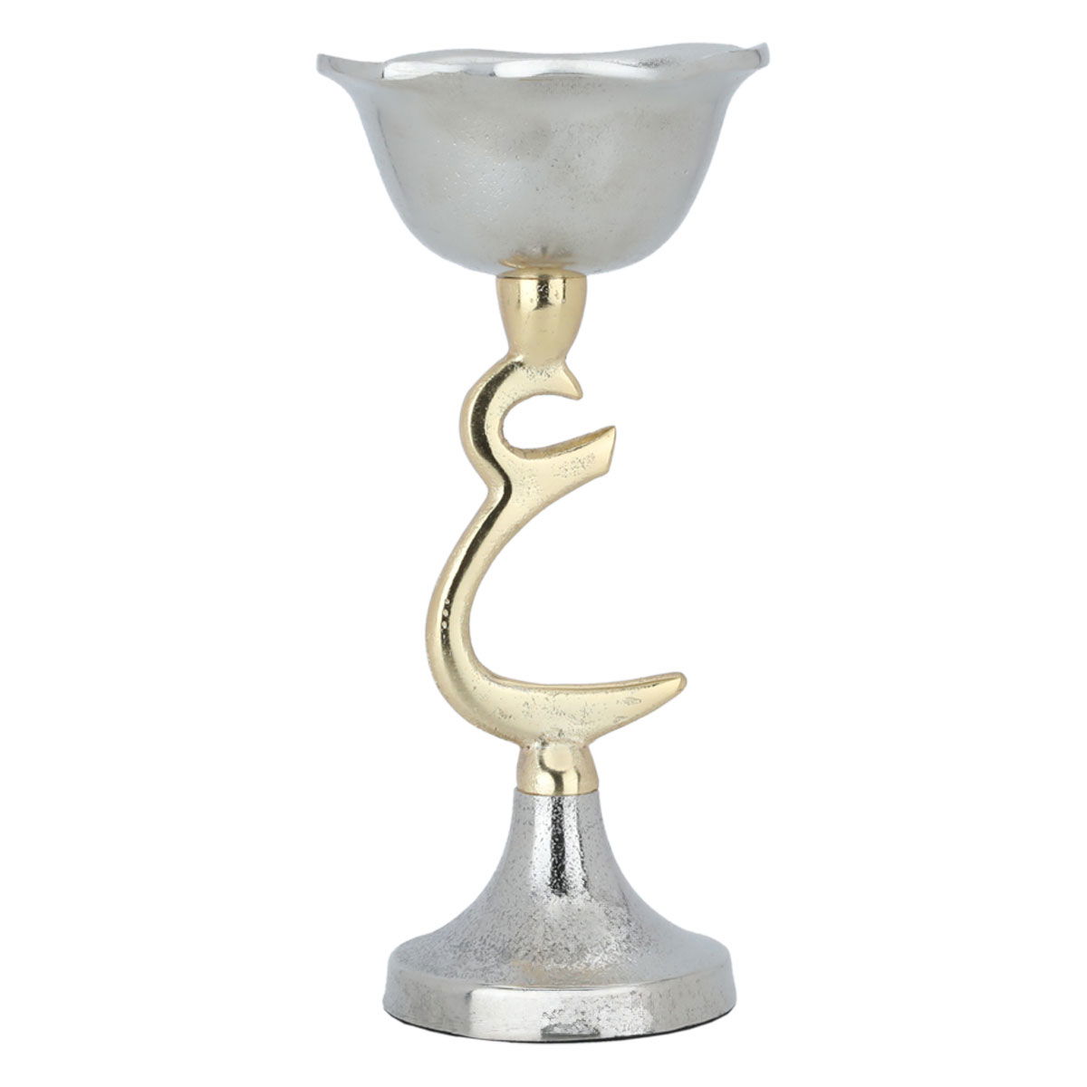 وعاء أستيل السيف غاليري، 22×11×11 سم، دائري بقاعدة حرف ع ذهبي - فضي product image
