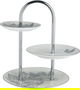 Al Saif Gallery Porcelain and stainless steel dessert stand, 3 tiers, stainless steel handle, floral pattern - multicolor product image 1