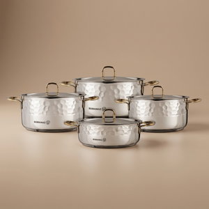 طقم قدور ستانلس ستيل ايرنا 2كوركماز، 8 قطعة - فضي ذهبي product image