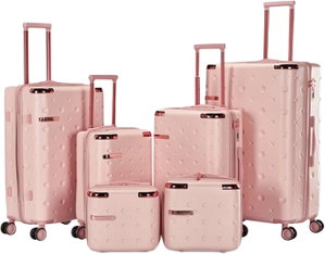 طقم شنط سفر ABS ليمرا، 6 مقاسات، 4 عجلات، WM-239 - زهري product image