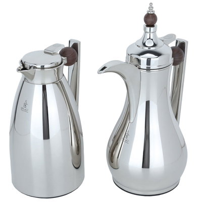 AlaaAl Saif Gallery Thermos Set, 1 Liter, Inner Glass, Pressure Cooker, Wooden Handle - Silver product image 3