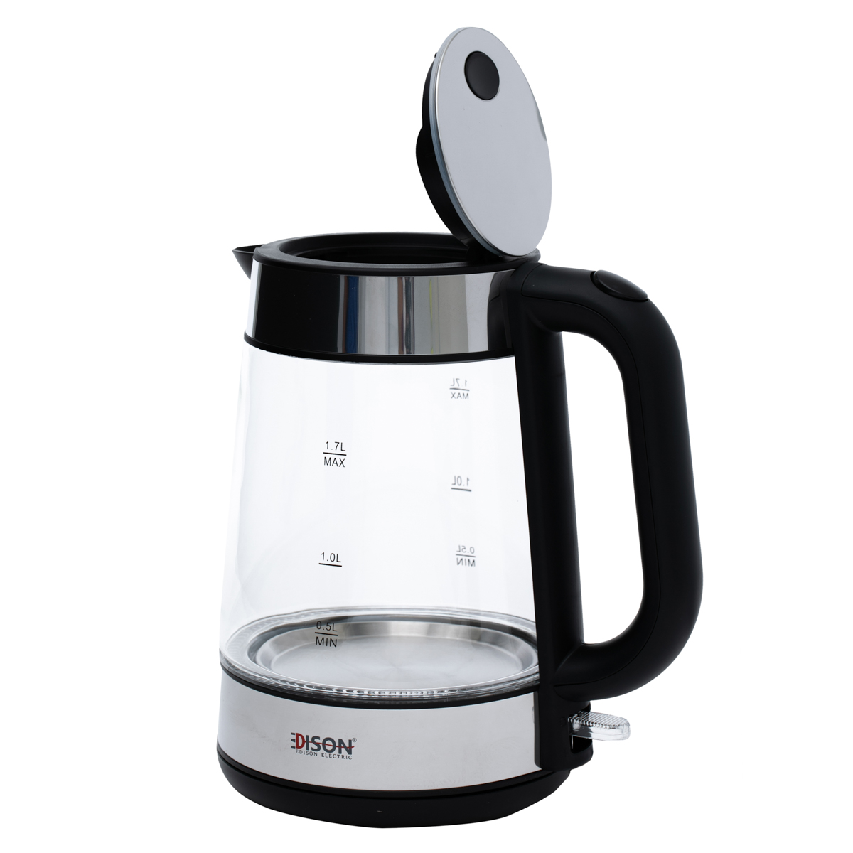 Edison Steel Electric Kettle, 2200 Watt, 1.7 Liter, F-625 - Clear Black product image 6