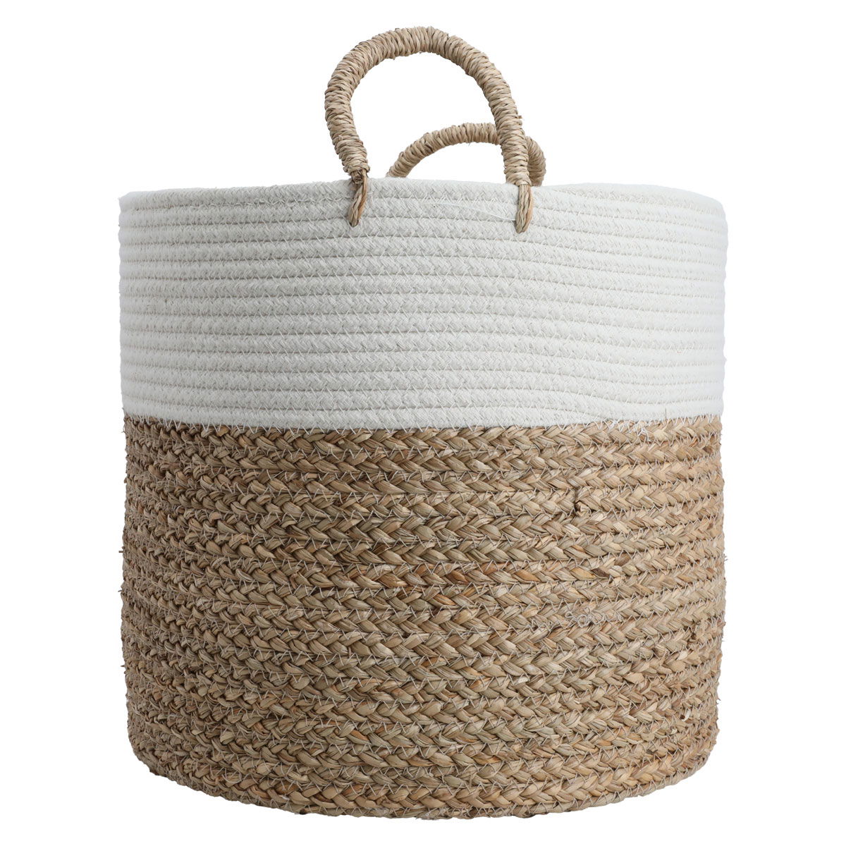Al Saif Gallery Cotton Baskets Set, 29 x 35 x 37 cm, Round with Handle, 3 Pieces - Beige product image 2
