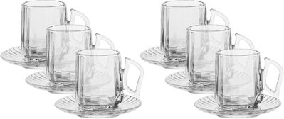طقم بيالات شاي زجاج السيف غاليري، 12 سم، صحون، 12 قطعة - شفاف product image 1