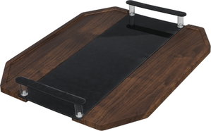 Al Saif Gallery Wooden Tray Set, 2 Pieces, Handle - Dark Wood product image 2