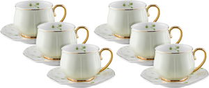 Al Saif Gallery Porcelain Coffee Cups Saucer Set, 12 Pieces, 100 Ml - Beige product image
