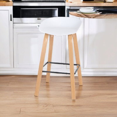 كرسي بار مودرن خشب ومعدن، 80×42×44 سم، قاعدة قماش - ابيض product image 2