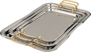 طقم طوفريات استيل السيف غاليري، 3 قطعة، مستطيل - فضي ذهبي product image