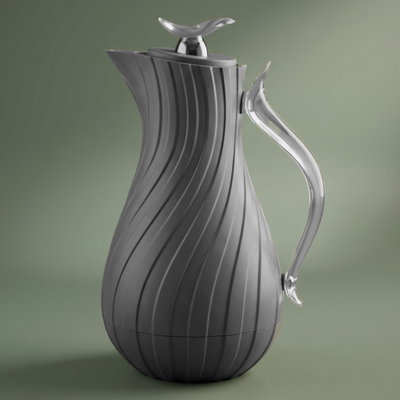 Glory Layal Thermos, 1 Liter, Glass Interior, Transparent Handle, Push-Button Lid - Dark Gray product image 1