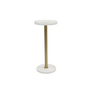 طاولة جانبية مودرن رخام و ستيل، 58×25 سم - ابيض ذهبي product image 2