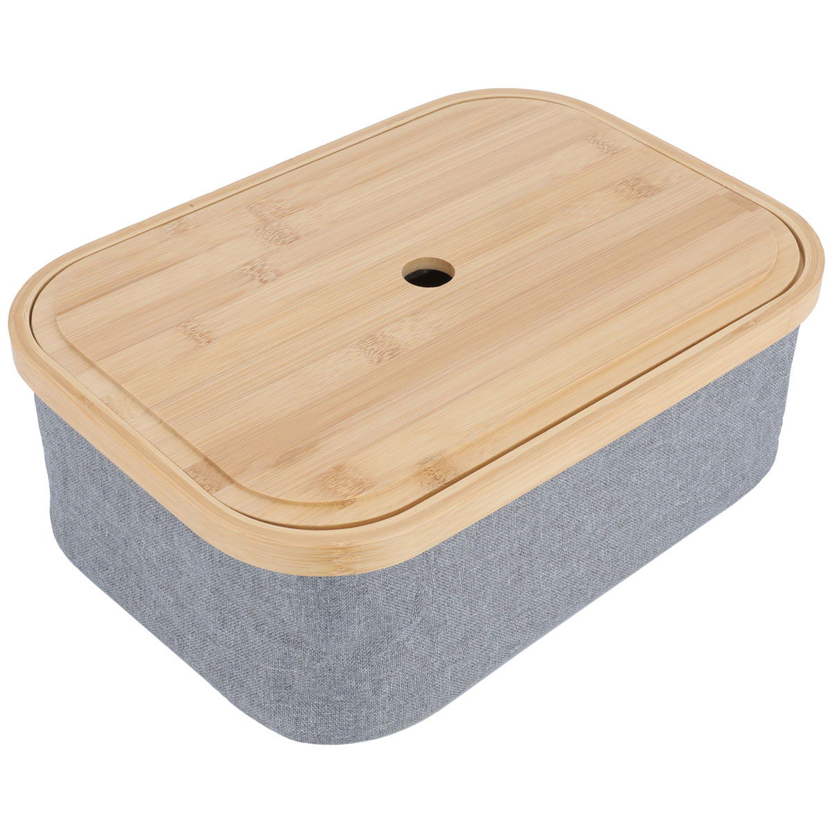 Al Saif Gallery Fabric Storage Basket, Wood Cover - Gray product image 1