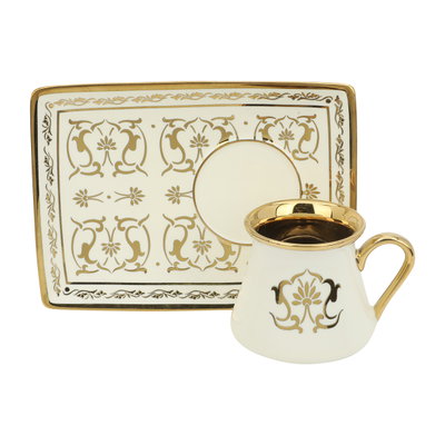 Al Saif Gallery Porcelain Arabic Coffee Cups Set, 12 Pieces - Gold Beige product image 1