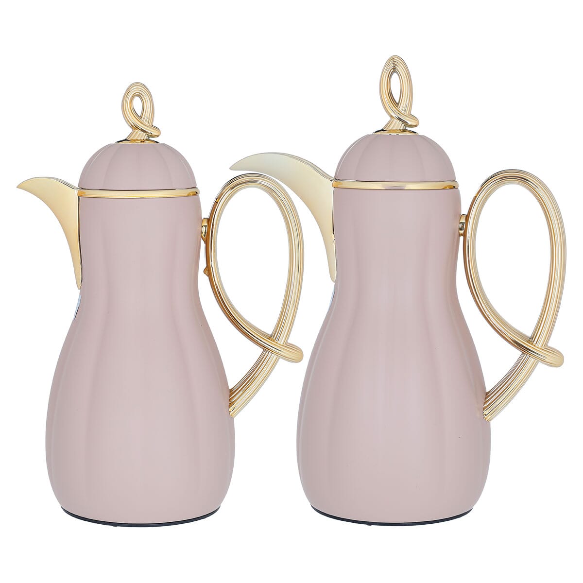 Al Saif Gallery thermos set, 2 pieces, 1 liter, glass inner container, plastic outer shell - light brown product image 1