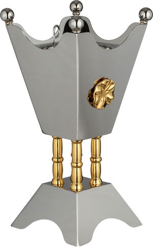 Al Saif Gallery Stainless Steel Incense Burner, 11x11x22 cm, Base - Gold Silver product image 2