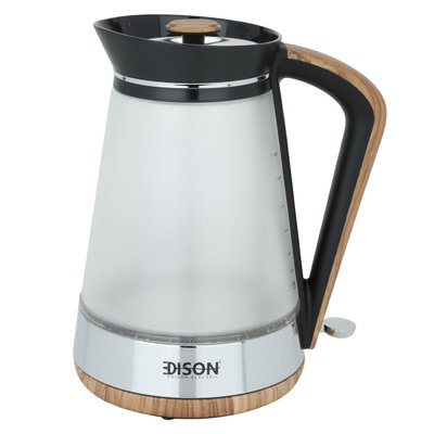 غلاية كهربائية إديسون، 1.7 لتر، 1800واط، زجاجية، - شفاف أسود product image 1
