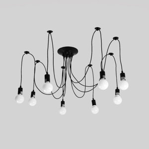 Modern aluminum chandelier, E27 bulb base, 8 bulbs - black product image 2
