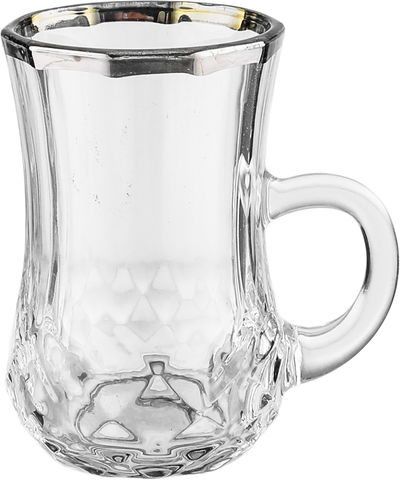 طقم بيالات شاي زجاج السيف غاليري، 100 مل، 6 قطع - شفاف product image 2