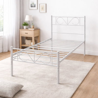 سرير هيكل حديد، 190×70×70 سم - أبيض product image 5