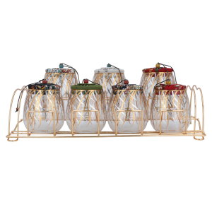 Al Saif Gallery glass spice jar set, 8 pieces, lid, gold-coloured stand product image 2