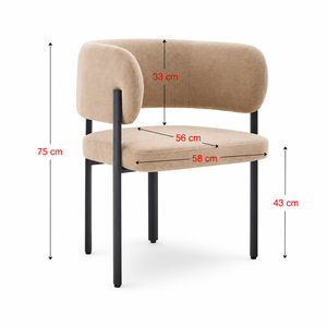 كرسي مودرن حديد ضد الصداء، 75×56×58 سم، قماش شانيل - كوفي product image 2