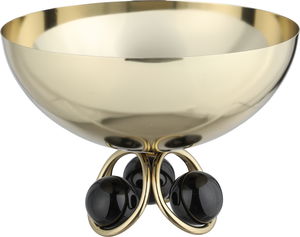 Al Saif Gallery Stainless Steel Serving Bowl, 24x24x15 cm, Round, Base - Black Gold product image