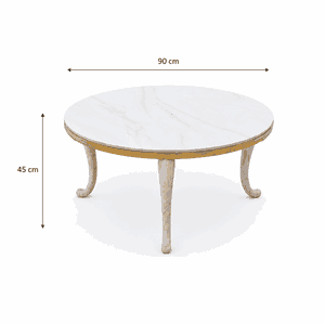 طقم طاولات سيراميك و معدن، 5 قطع - ذهبي ابيض product image 2