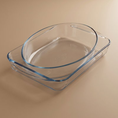 طقم صواني فرن زجاج بايريكس، قطعتين - شفاف product image 1